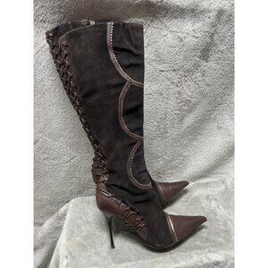 ALDO Women’s 38 Brown Suede leather stiletto heels knee High boots Sexy